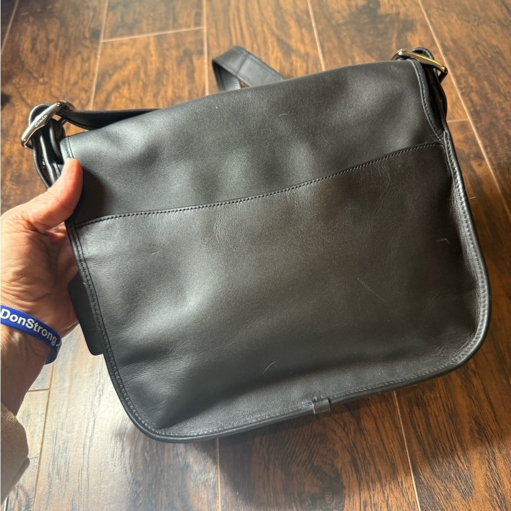 Coach Patricia Saddle Bag F88145 Black Leather Crossbody | Gunmetal Hardware - Picture 6 of 16
